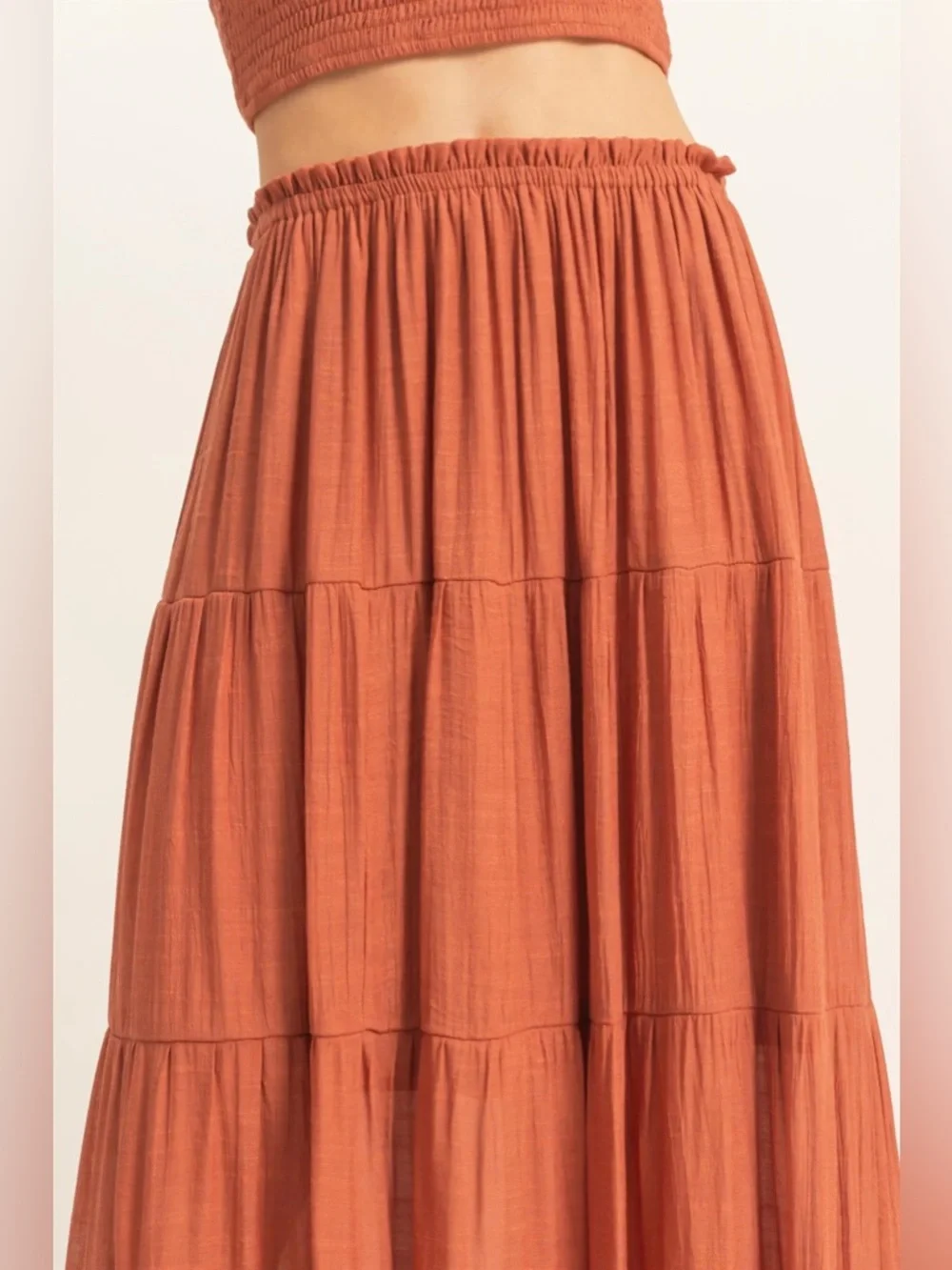 HYFVE Rust Maxi Skirt & Smocked Tube Top Set - Burnt Orange - Picture 4 of 7
